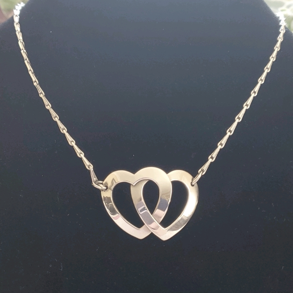 Double Hearts silver necklace 💕